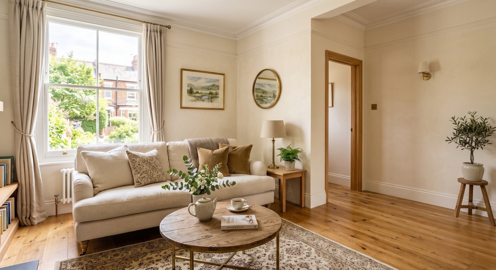 A calm, sunlit living room in a Winchester home